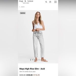 Gray rag & bone high rise jeans size 31